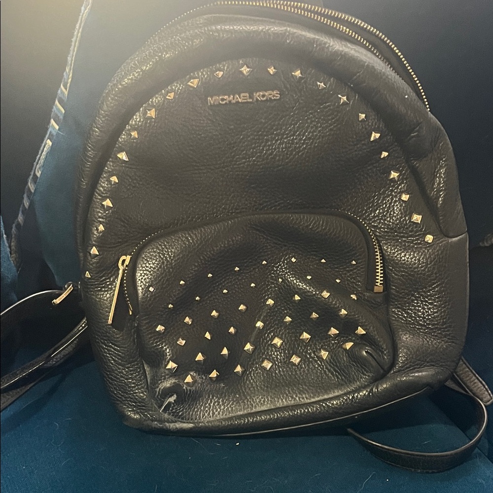 Michael Kors Black Backpack with Gold Studs